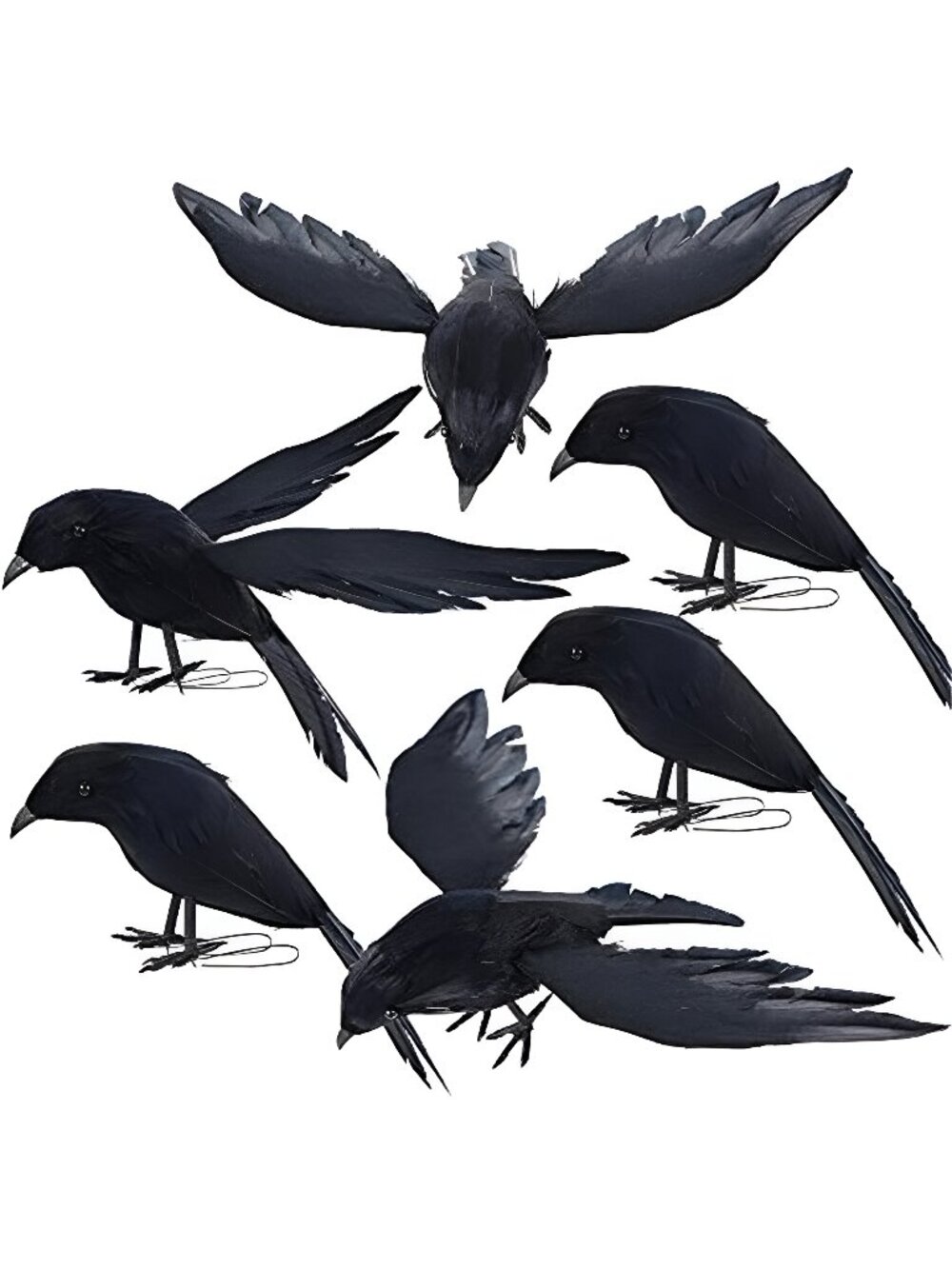 Halloween Crow Decorations 6 Pack Fake Black Crows and Ravens